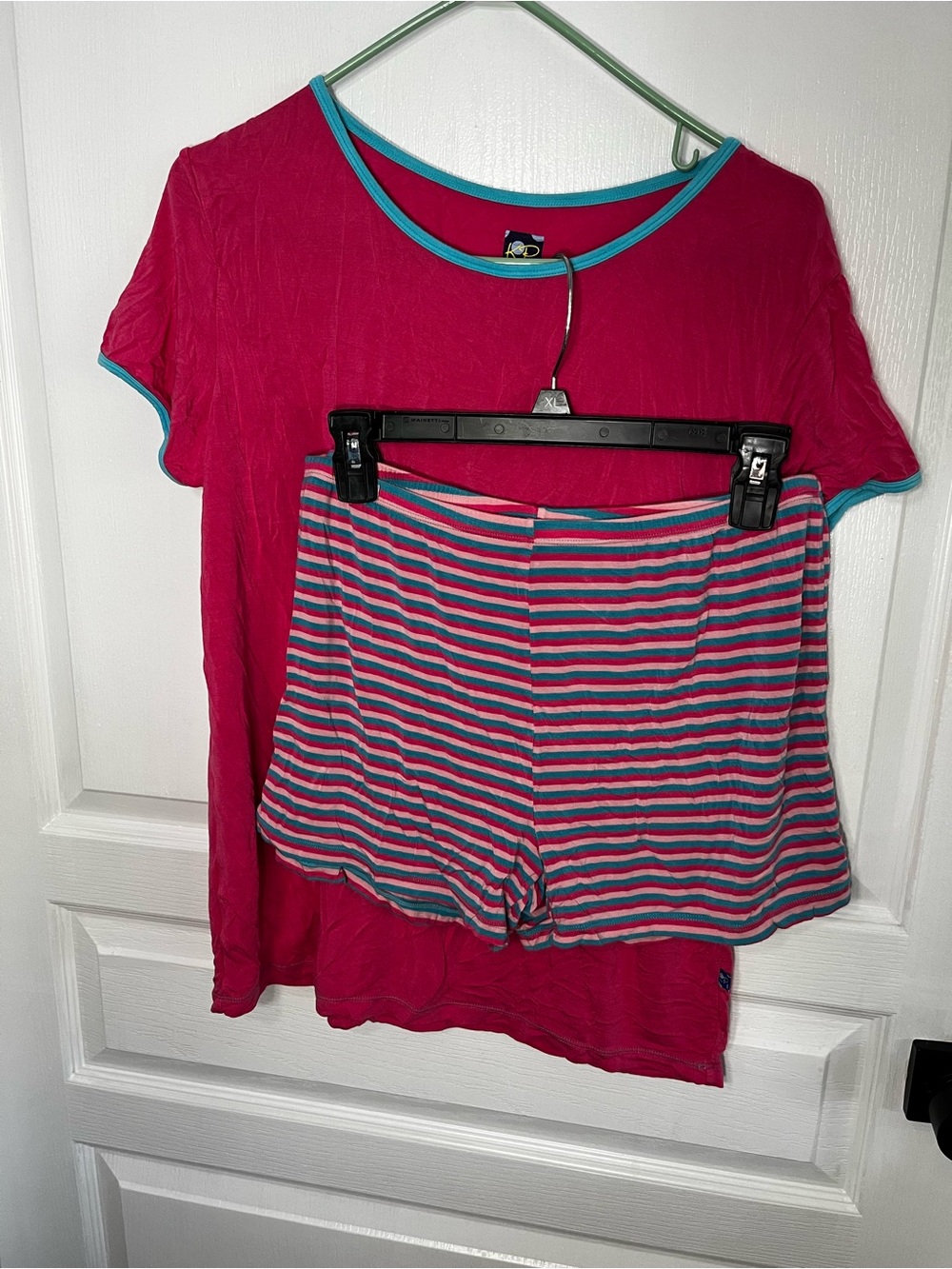 Kickee Pants Women’s Two-Piece Pajama Set Flamingo Anniversary Stripe Size XL